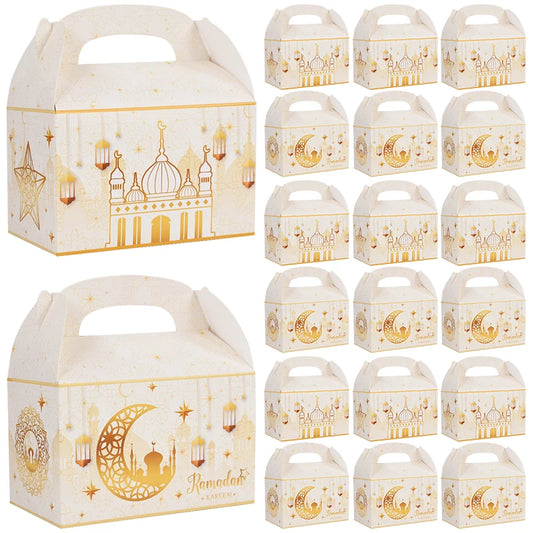 4/20Pcs Ramadan Gift Box 2025 Islamic Muslim Party Biscuit Candy Snack Packaging Boxes Bags EID Mubarak Home Decoration Supplies