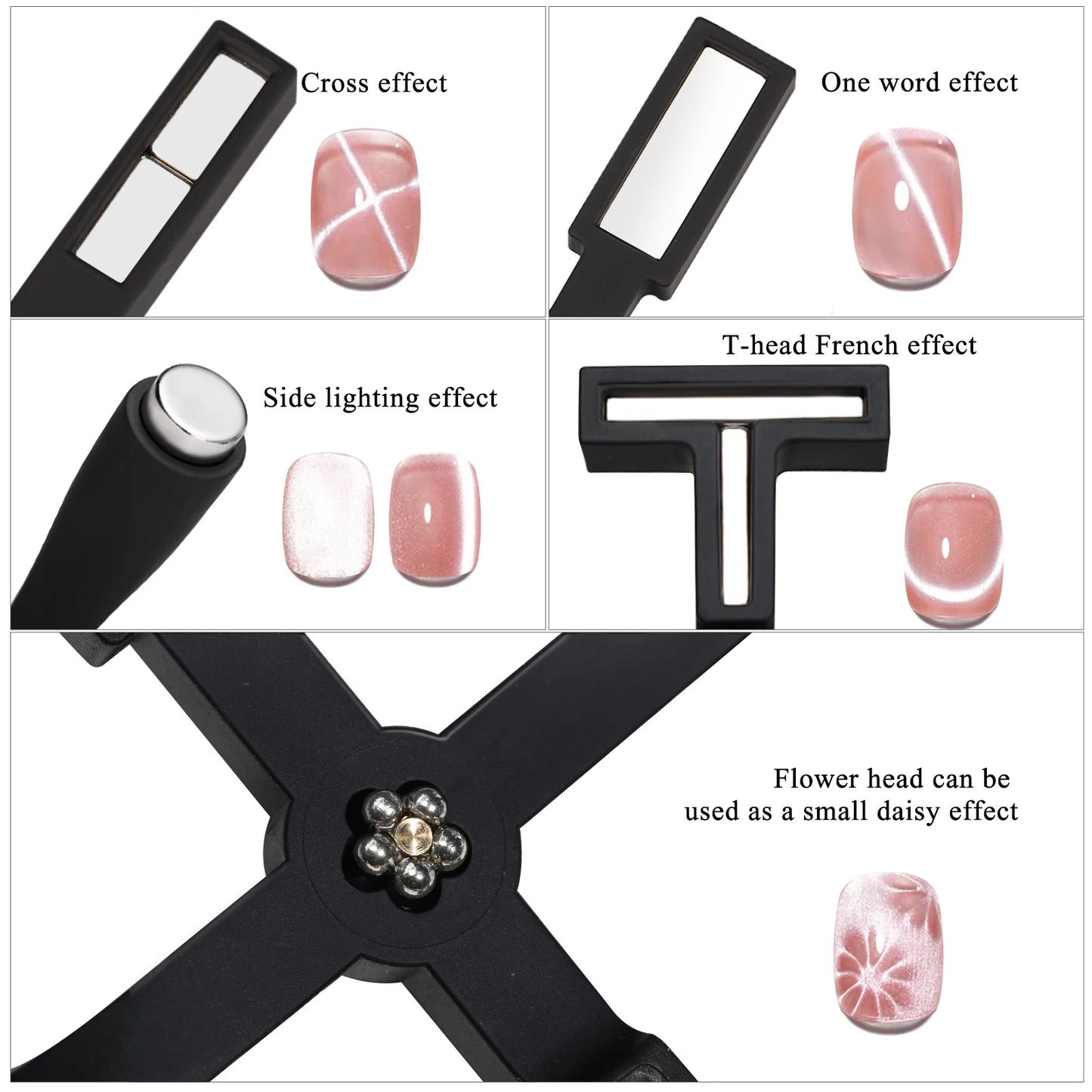 5In1 Cat Eye Magnet Multifunctional Cross Cat Eye Magnet For Nail Art Cat Eye Gel Nail Polish Magnet Strong Nail Design Magnet