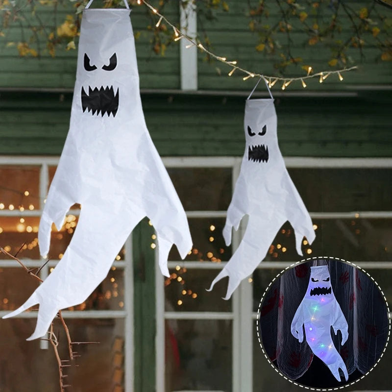 Halloween Decoration Scary Ghost Windsock Glow in The Darks Party Gifts Party Hanging Flags Day of The Dead Dia De Muertos