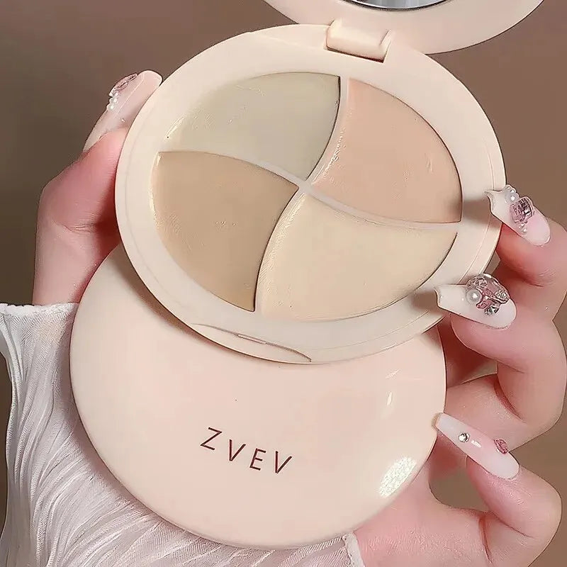 Zvev Four-color Concealer Palette Covers Facial Spots Acne Marks Freckles Dark Circles Tear Troughs Highlighting Cream