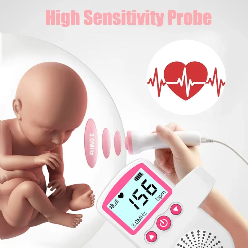 AJC Household Doppler Fetal Heart Rate Monitor for Baby Pregnancy Heartbeat Detector Pulse Meter No Radiation Stethoscope