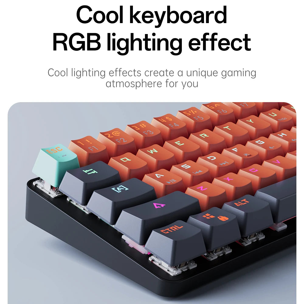 MUCAI 61 key mechanical keyboard red switch RGB backlight hot swappable compact and practical designed for gaming and typing
