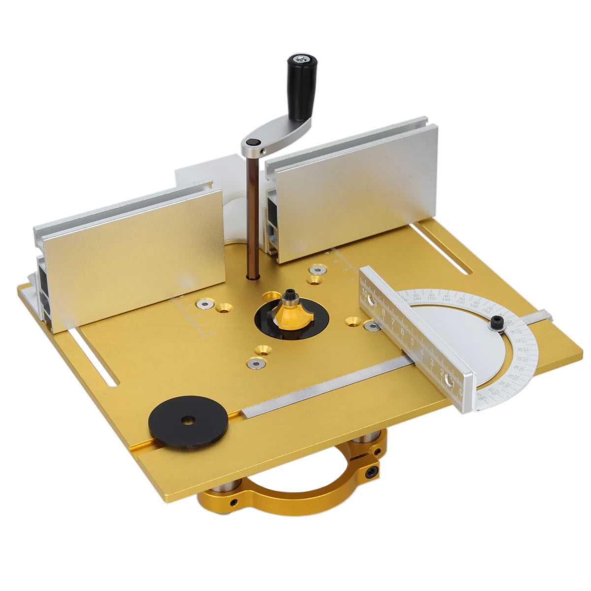 Gold Aluminum Router Table Insert Plate With Lift Base For Woodworking Benches Table Saw 65mm Motors Trimmer Engraving Machine