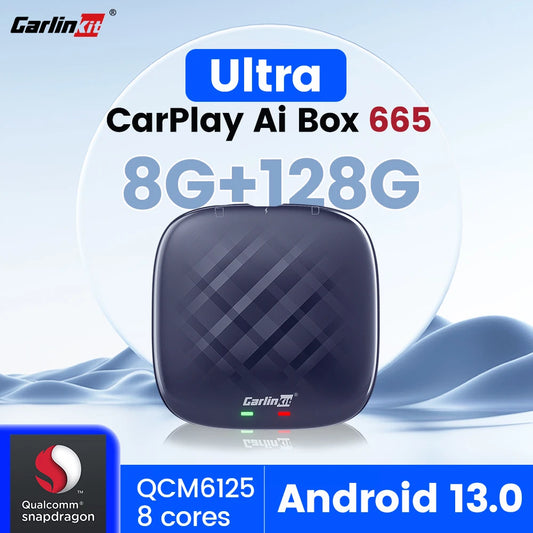 CarlinKit Wireless CarPlay Ai Box Android 13 Plus QCM6125 665 4GLTE for TV or Video Android Auto Car Play Streaming Box 8G+128G