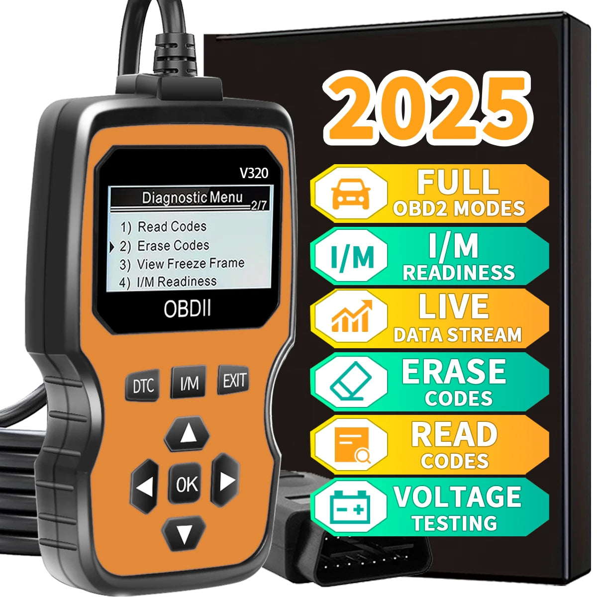 Advanced Car Diagnostic Scanner 2025 Model - Rapid Obd2 Fault Code Reader, Suitable for All Vehicles, a Professional Obdii Tool, Ergonomic Design, High-Quality Connector, Reliable Diagnosis, Compact and Compact, Suitable for