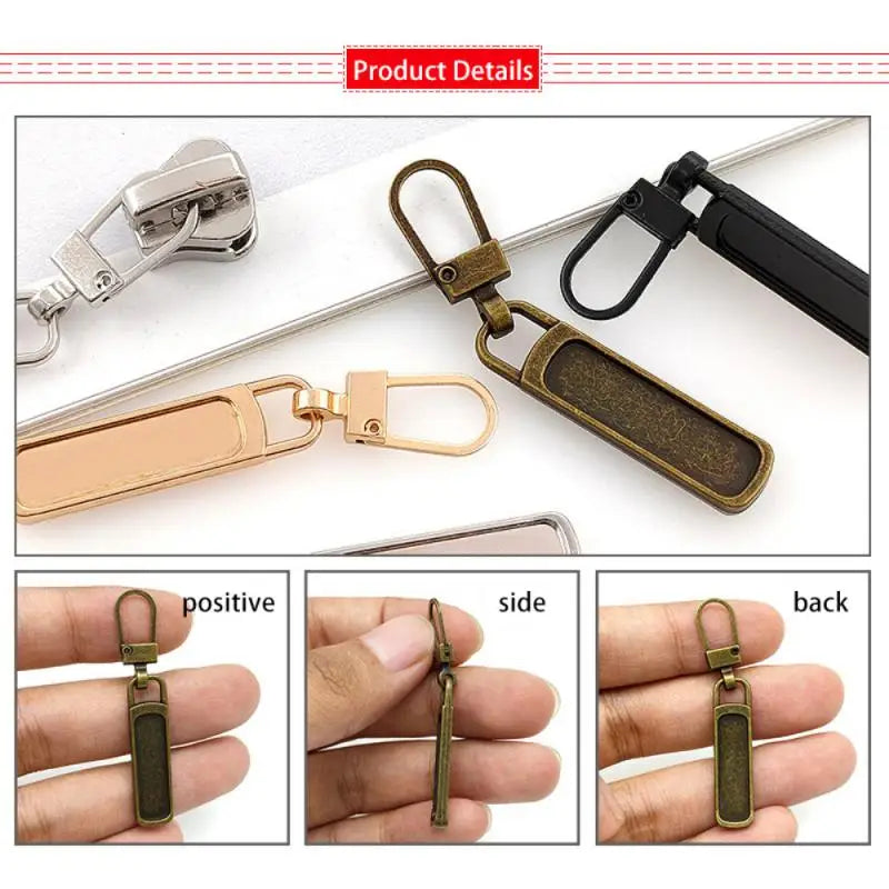 5PCS Universal Metal Zipper Pull Tap Replacement Instant Repair Zipper Head Puller For Clothing Bags DIY Sewing Zipper Sliders