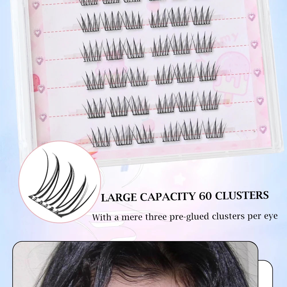 No Glue Needed Idol False Eyelashes Large Capacity 7-9mm Self Adhesive Eyelashes DIY Lash Extension Korean Makeup Cluster Lashes