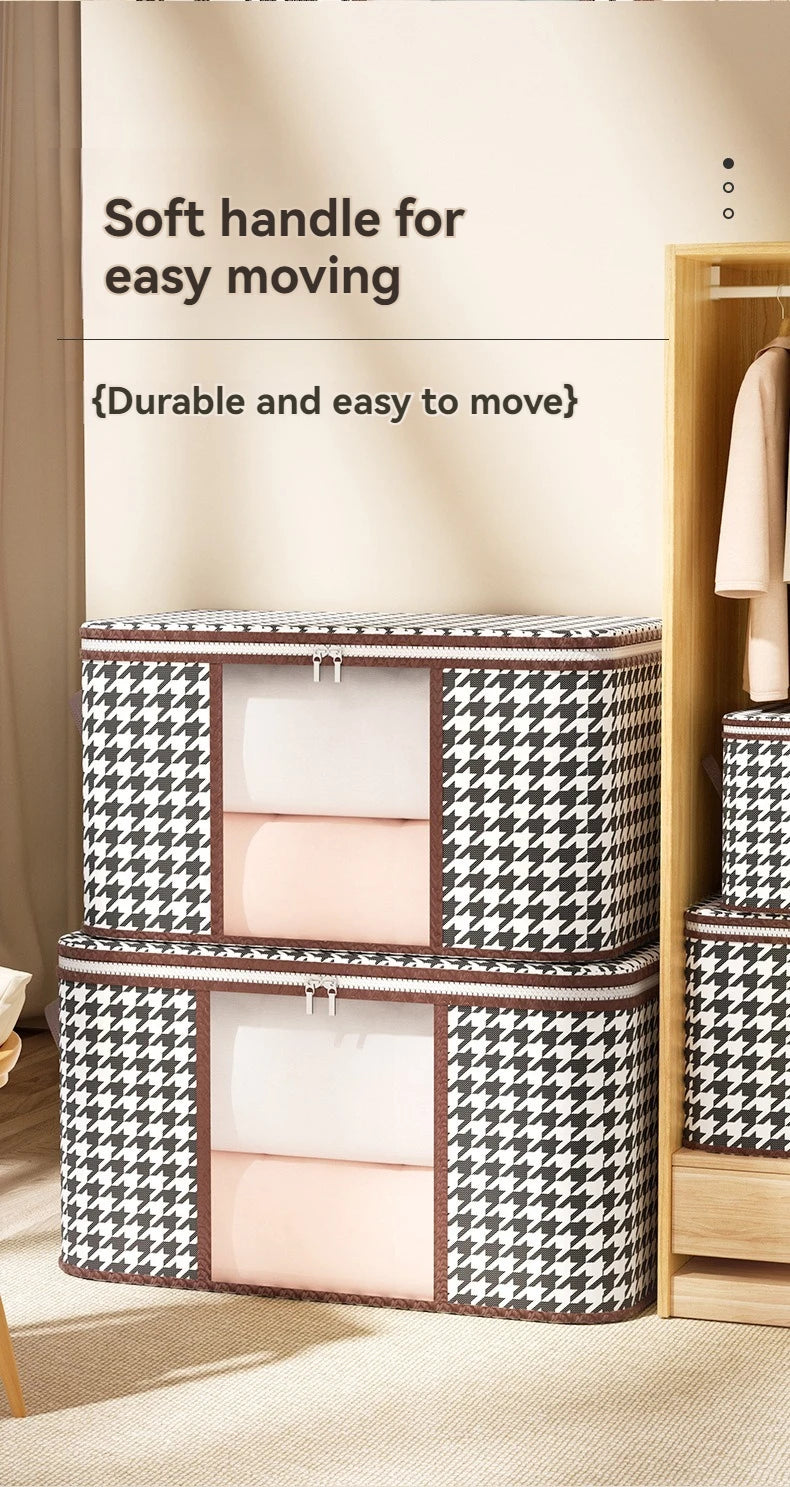 Visible Large Capacity Storage Box Portable Household Clothes Organizer With Handles Foldable Dustproof Quilt Zipper Container