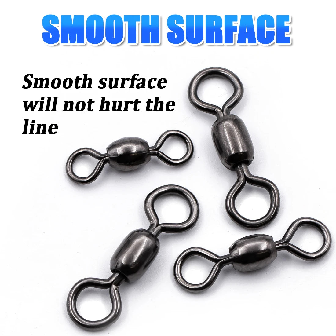 FishTrip 50Pcs Crane Swivels Rolling Swivels Stainless Steel Fishing Swivels Heavy Saltwater Fishing Tackles Black Nickel