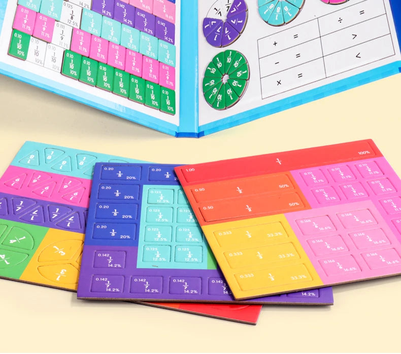 Children Magnetic Fraction Learning Math Toys Wooden Fraction Book Set Parish Teaching Aids Arithmetic Learning Educational Toys