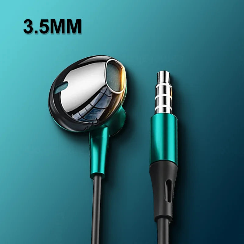 HiFi USB Type C Headphone Bass Stereo Volume Control Earbud  Mic 3.5mm Wired Earbuds For Galaxy Samsung S24 S23 Xiaomi Computer