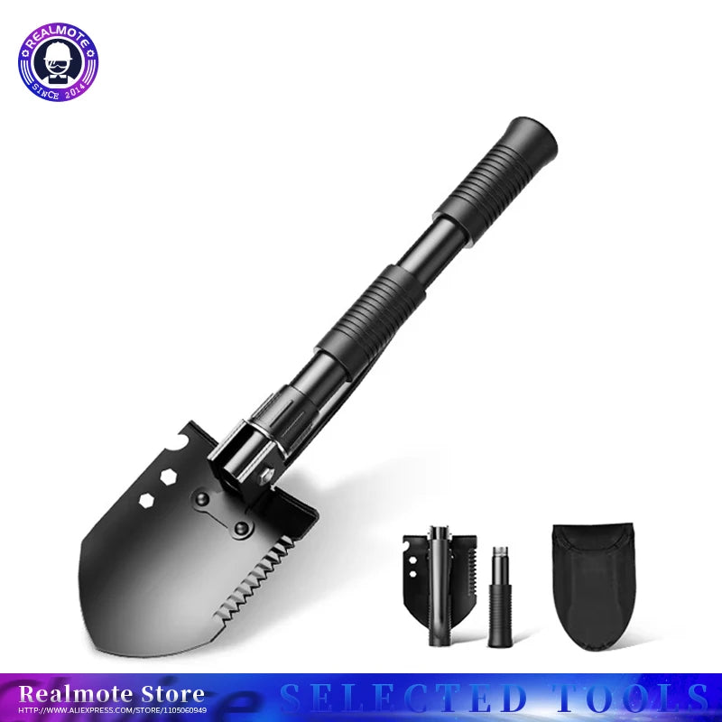 Multifunctional Garden Shovel Hoe Outdoor Folding Camping Spade Portable Weeding Pick Emergency Tool Kit Durable Lightweight Com