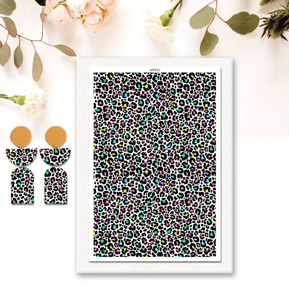 Leopard Print Pattern Polymer Clay Watercolor Transfer Paper Pottery Earrings Jewelry Soluble Disposable Sticker Tools