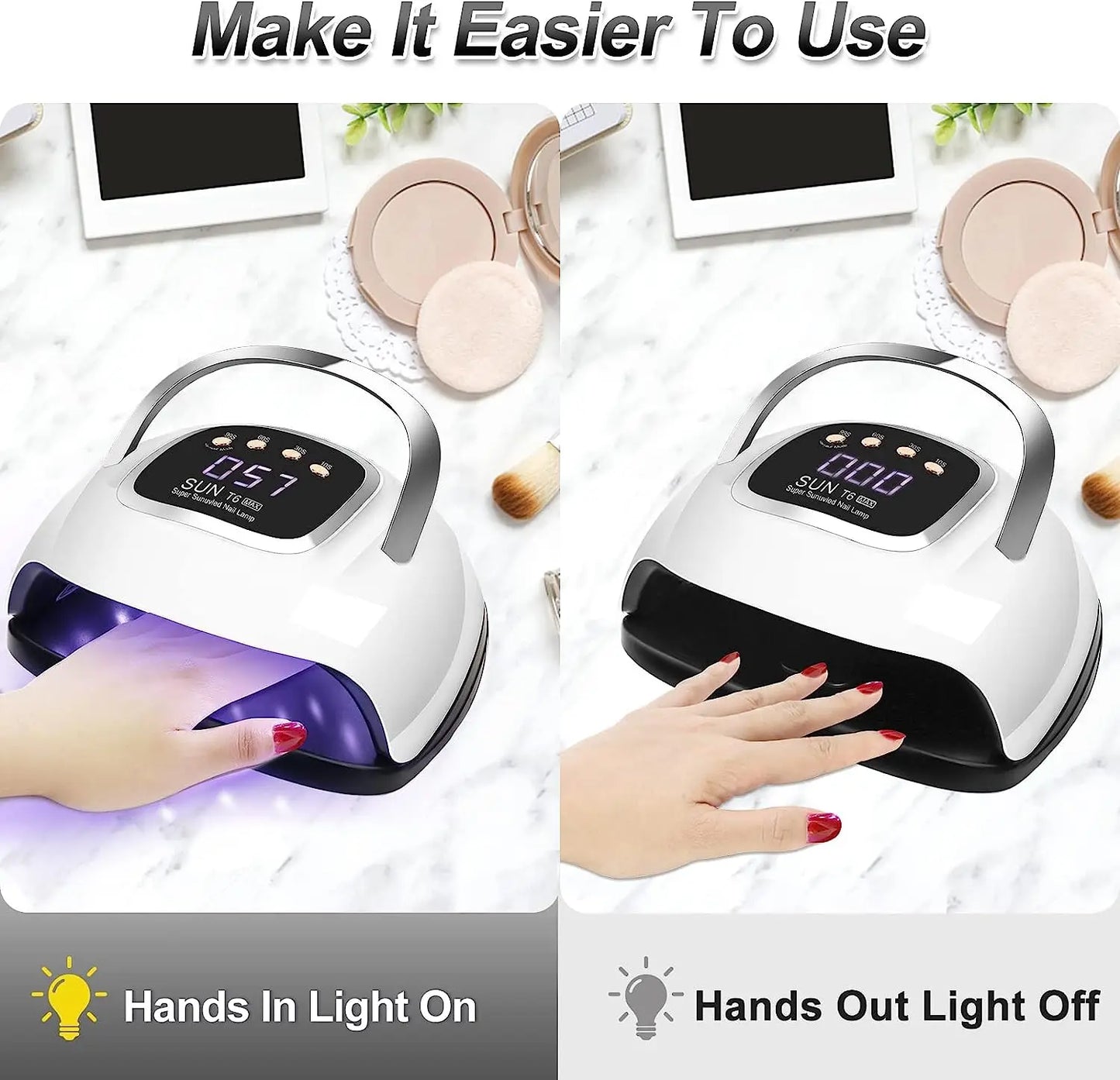 220W UV Nail Lamp for Nails Fast Curing Dryer Light with 4 Timer LED Lamp Gel Polish Professional Art Tools Automatic Sensor