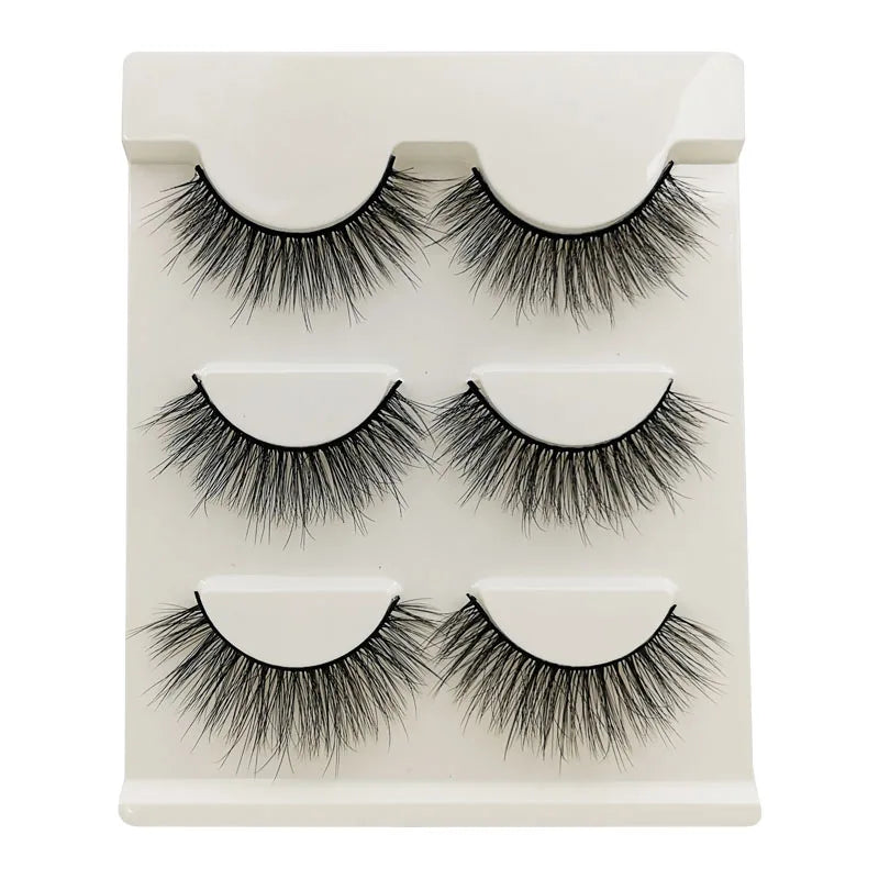 3/5 Pairs Cat Eye False Lashes Natural Short Fluffy Eyelashes Wispy Half False Eyelashes Eye End Extension Faux Mink Makeup
