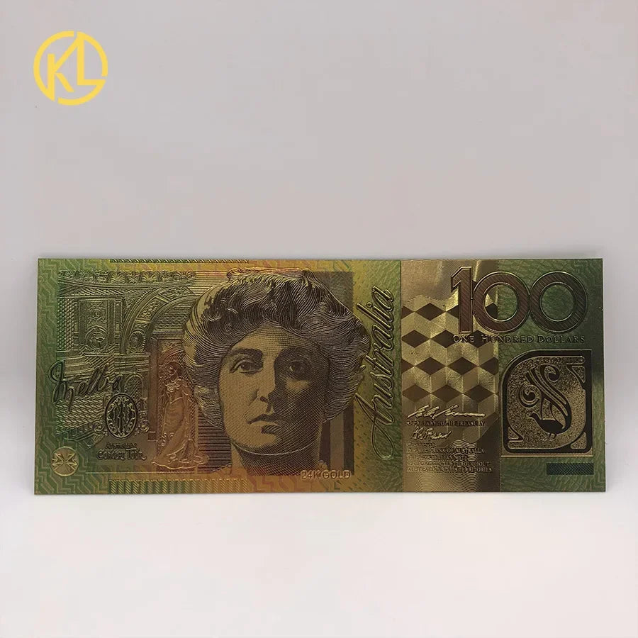 8 Designs  Australia 100 Dollar Gold Banknote Plated Colorful AUD100 Dollar Gold Foil Banknote Currency Collection