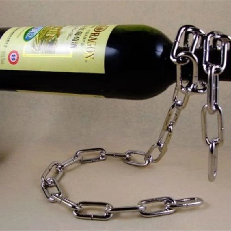 Floating Wine Bottle Holder - Magic Steel Chain Wine Rack for Suspended Display - Holds Any Long-Neck Wine Bottles