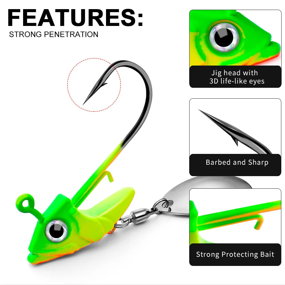 5pcs High-Performance Lead Jig Head Crank Hooks for Soft Worm Wobbler Lure Fishing - 7g to 15g - for Catching More Fish