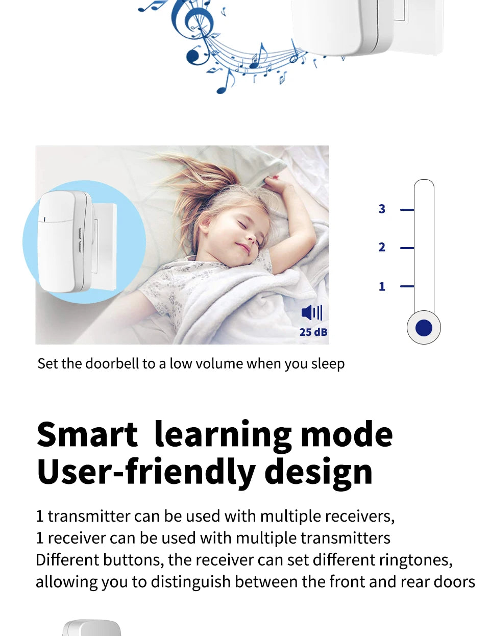 Outdoor Wireless Door bell  дверной звонок Chime Kit 300M Remote Control Home Welcome My Melody Ring Doorbell
