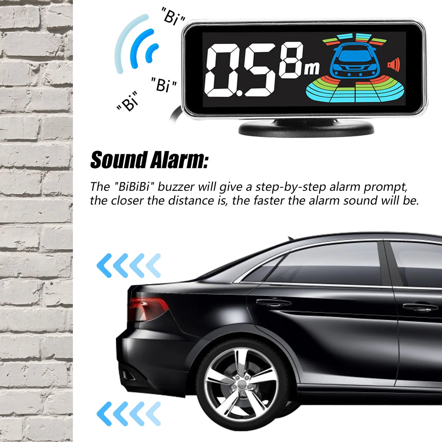4pcs/8pcs Probes Rear Reversing Radars System LCD Display Car Parking Sensor Distance Detection Sound Warning Buzzer