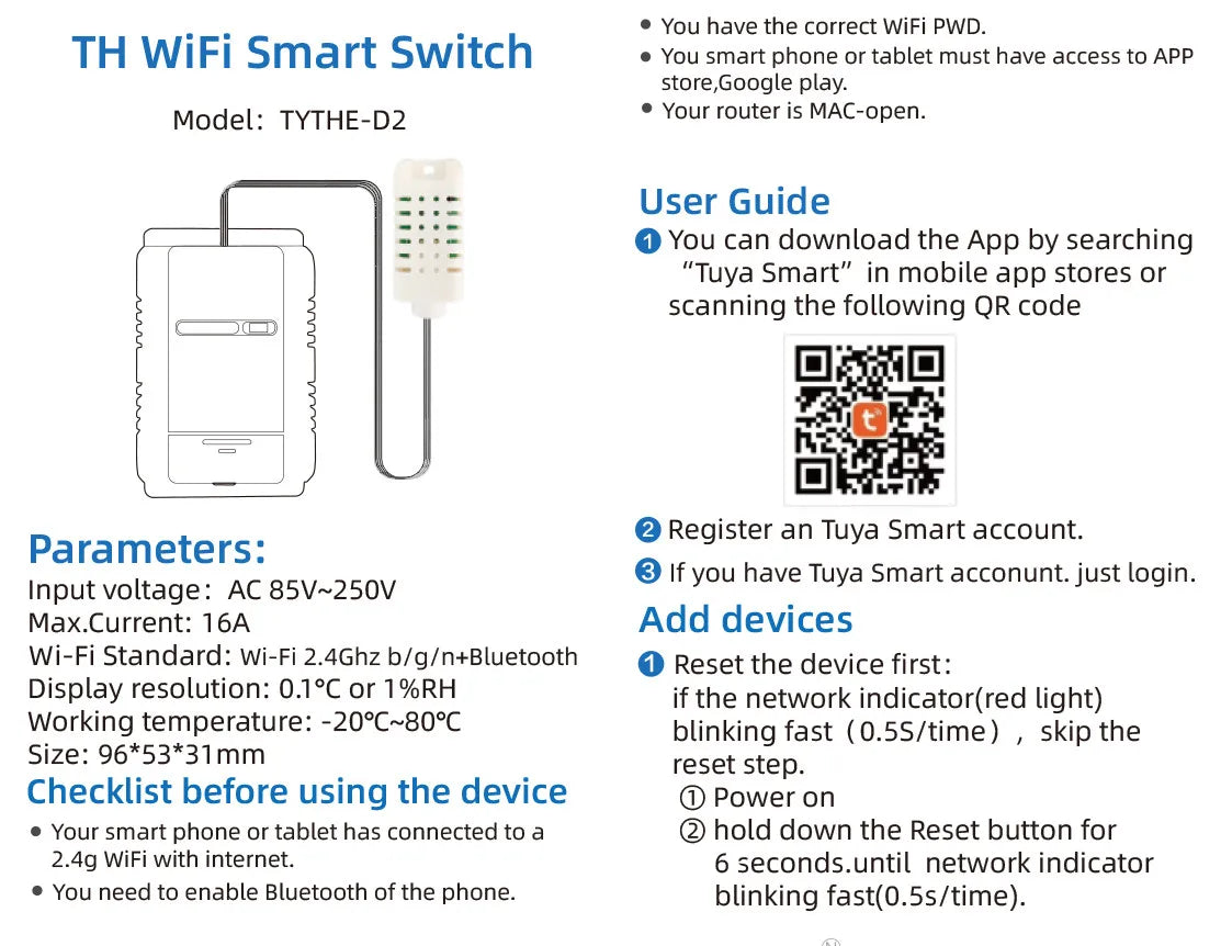 Tuya WiFi Switch 16A 3000W Wireless Control with Power Consumption Monitoring Temperature and Humidity Thermostat Alexa