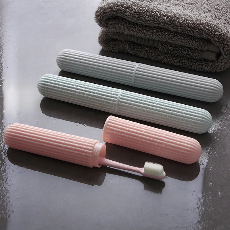 Portable Toothbrush Box Plastic Toothbrush Storage Box Toothbrush Boxes Simple Stripes Travel Wash Toothbrush Cover