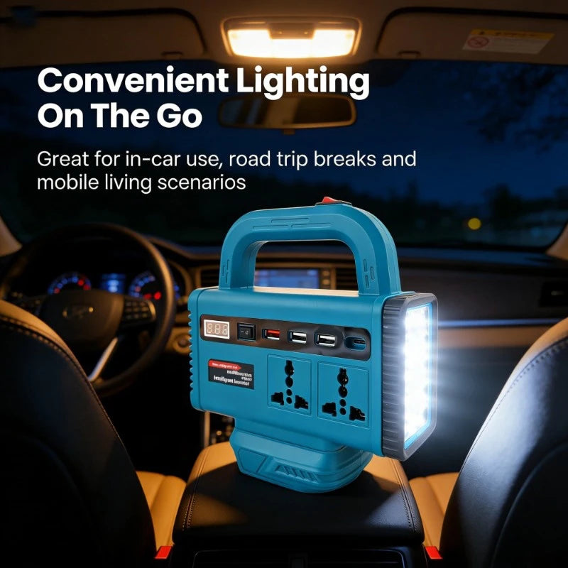 Lithium Battery Portable Inverter Power Station Multi-Function Handheld Generator Light Emergency Backup Power For Makita