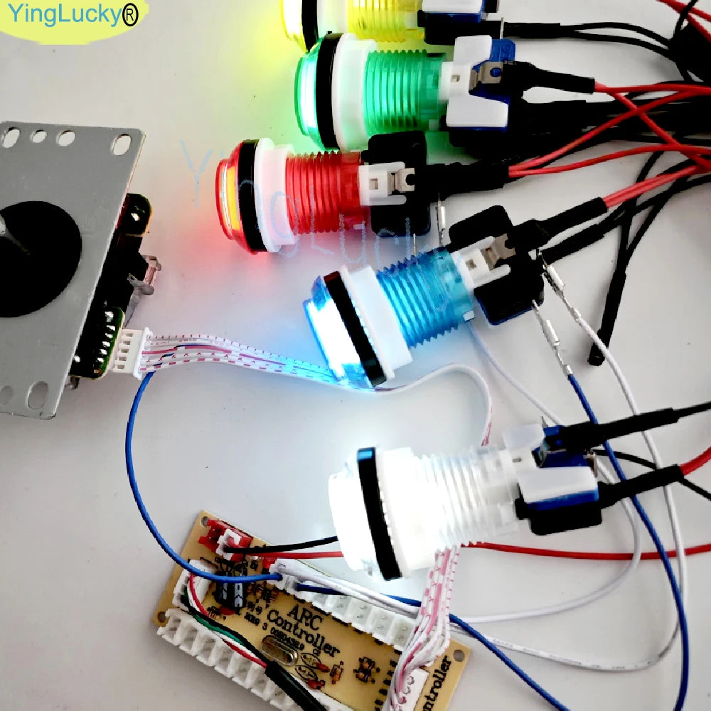 2 Player DIY Arcade Game Kit for PC Raspberry Pi with LED Push Buttons American Style Joystick USB Encoder Cables Mame Jamma