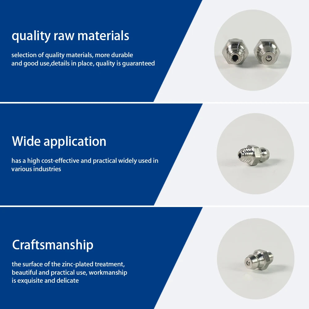 10/20PCS Grease Gun Coupler Steel Connector Fittings Grease Nipple M6 Straight Hydraulic Car Filling Tools Grease Fitting Nipple