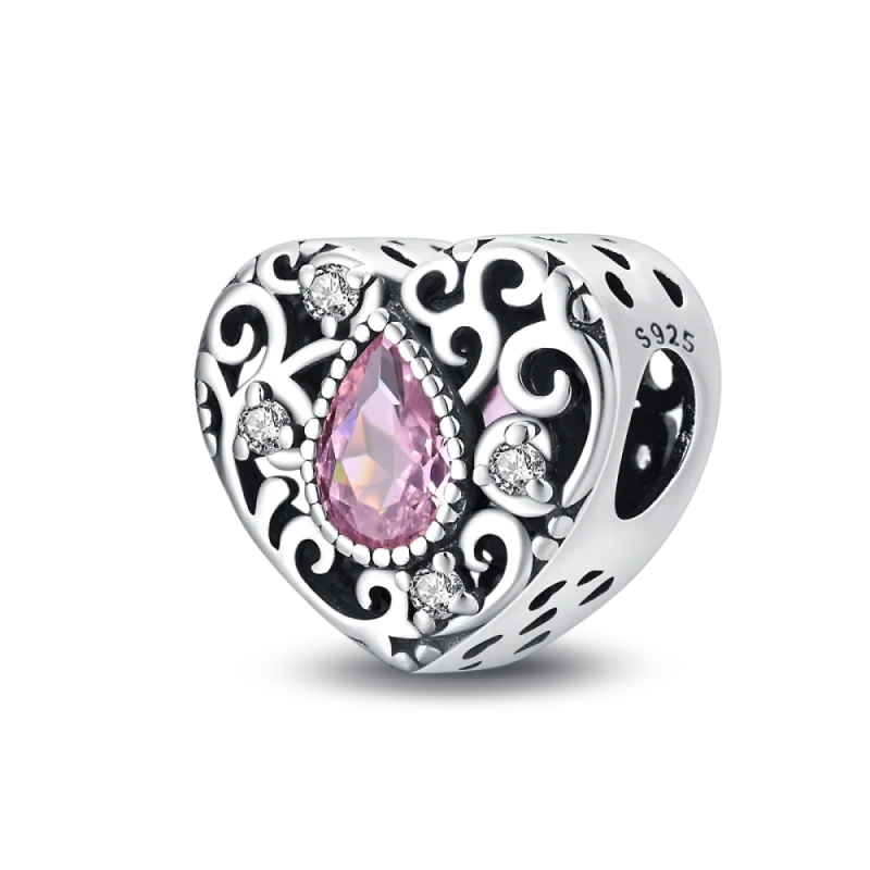 Hot Sale 925 Silver Classic Purple Retro Heart Shape Lotus Angel Pattern Charms Beads Fit 3mm Original Bracelet DIY Jewelry Gift