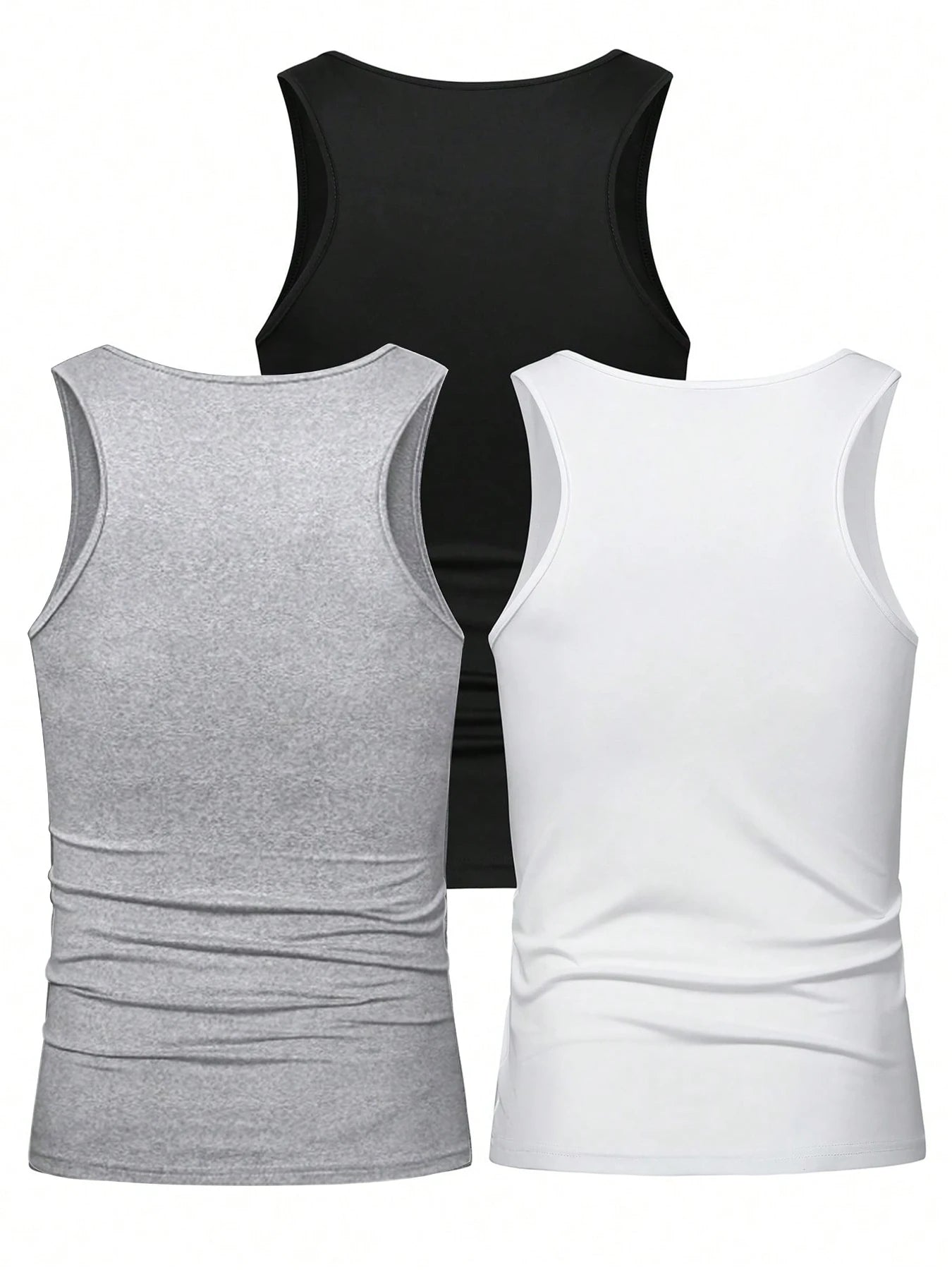 3pcs Summer Mens Sleeveless Tank Top Solid Vest Undershirts O-neck Gym Tees Trendy Versatile Slim Fit Men Casual Vest Tops