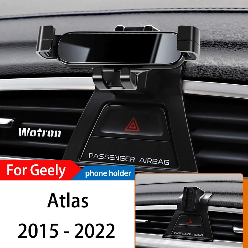 Car Phone Holder For GEEly Atlas 2015-2022 GPS Special Gravity Navigation Mobile Bracket 360 Degree Rotating Stand Accessories
