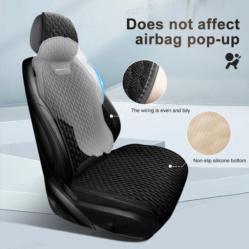 SEAMETAL Four Seasons Car Seat Cover Front Rear Car Seat Cushion Airbag Compatible Seat Protector Breathable Car Accessories