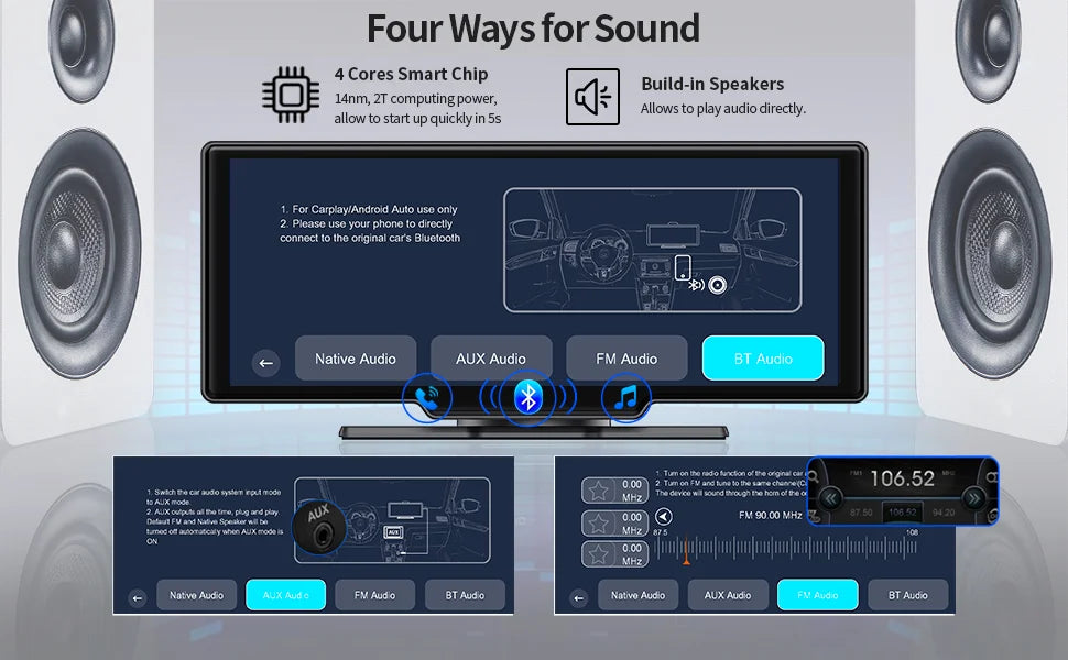 Imagebon 10.26 Inch 4K ADAS Car Mirror Video Recorder Wireless CarPlay & Android Auto Dash Camera GPS Navigation Night Vision