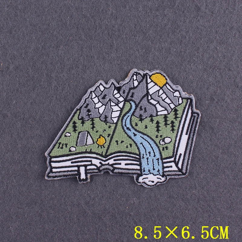 Hiking Adventure Patches For Clothing Stickers DIY Hook Loop Badges Camping Embroidery Patch Iron On Patches On Clothes Stripes