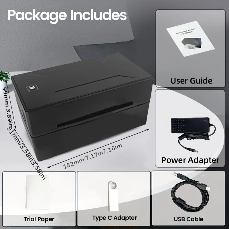 D100 thermal label printer, desktop label printer, wireless compatible with mobile phones and computers, suitable for shipping
