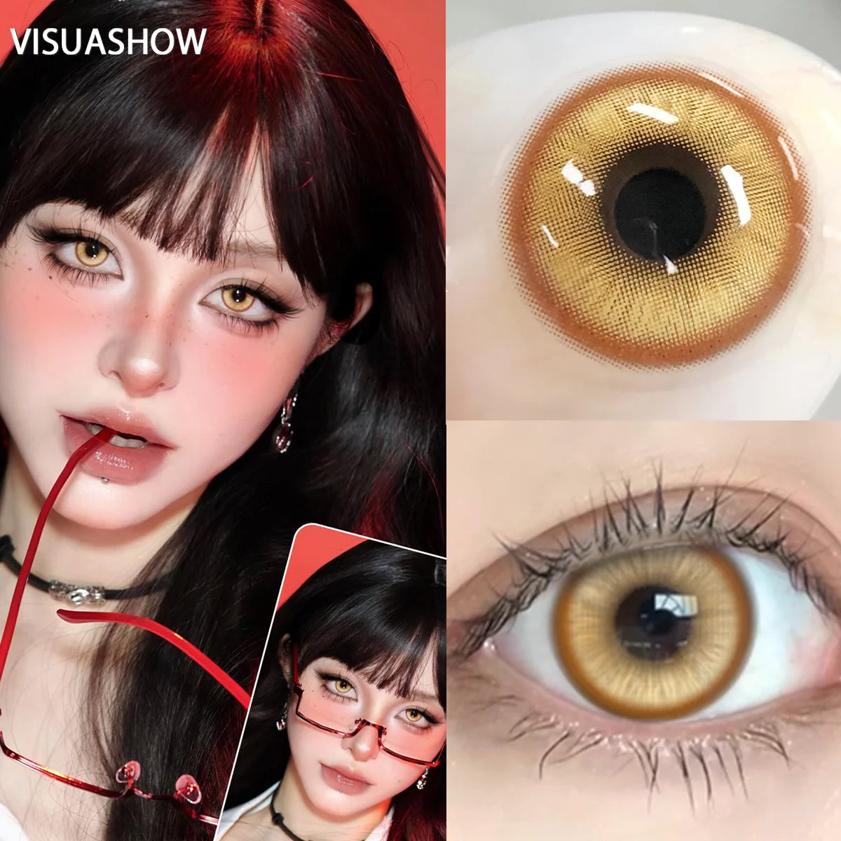 VISUASHOW 1Pair Colored Contact Lenses Cosplay Red Blue Purple Green Brown Grey Anime Lenses Halloween Beauty Cosmetic for Eyes