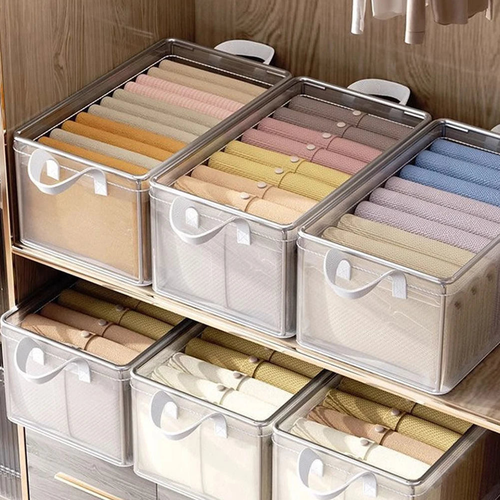 Foldable Anti Mold Transparent Clothing Storage Bag with Lid for Seasonal Storage, Moving Packaging,wardrobe Storage,and Storage