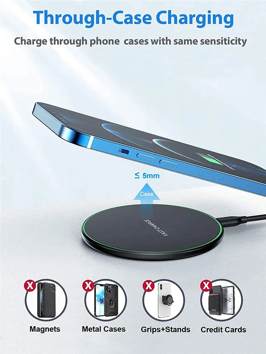 30W Wireless Charger For iPhone 14 13 12 11 Pro XS Max Mini X XR Induction Fast Wireless Charging Pad For Samsung Xiaomi Huawei