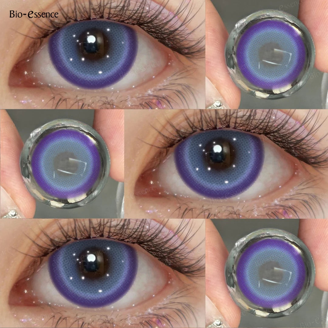 Contact Lenses for Halloween 2PCS Colored Contact Lenses Cosplay Purple Lenses 1Yearl Fashion Color Beauty Lenses Bio-essence