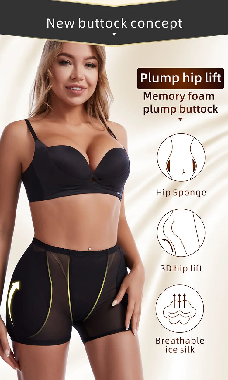 YBFDO Women Hip Enhancer Body Shaper Butt Lifter Shapewear Underwear Pad High Waist Trainer Plus Size Tummy Control Panties