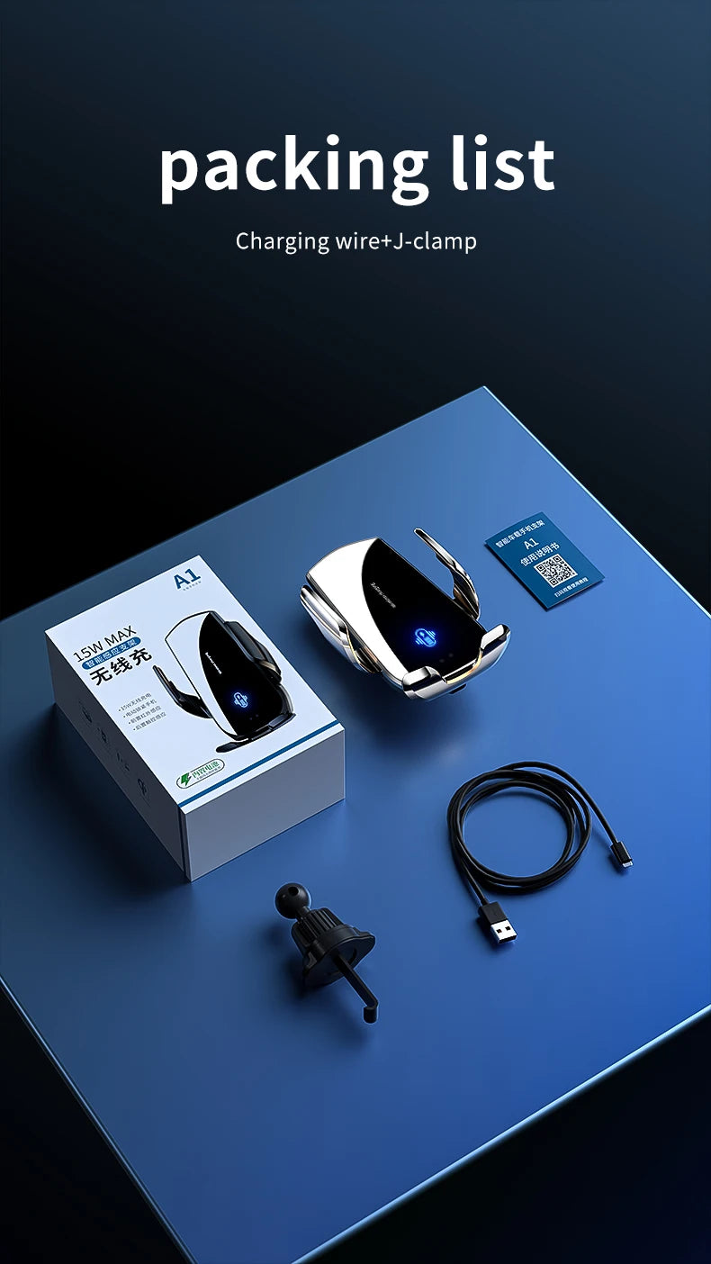 Car Wireless Charger Automatic Car Phone Holder Infrared Induction for iPhone 14 13 12 Xiaomi Samsung 15W Fast Charging Station