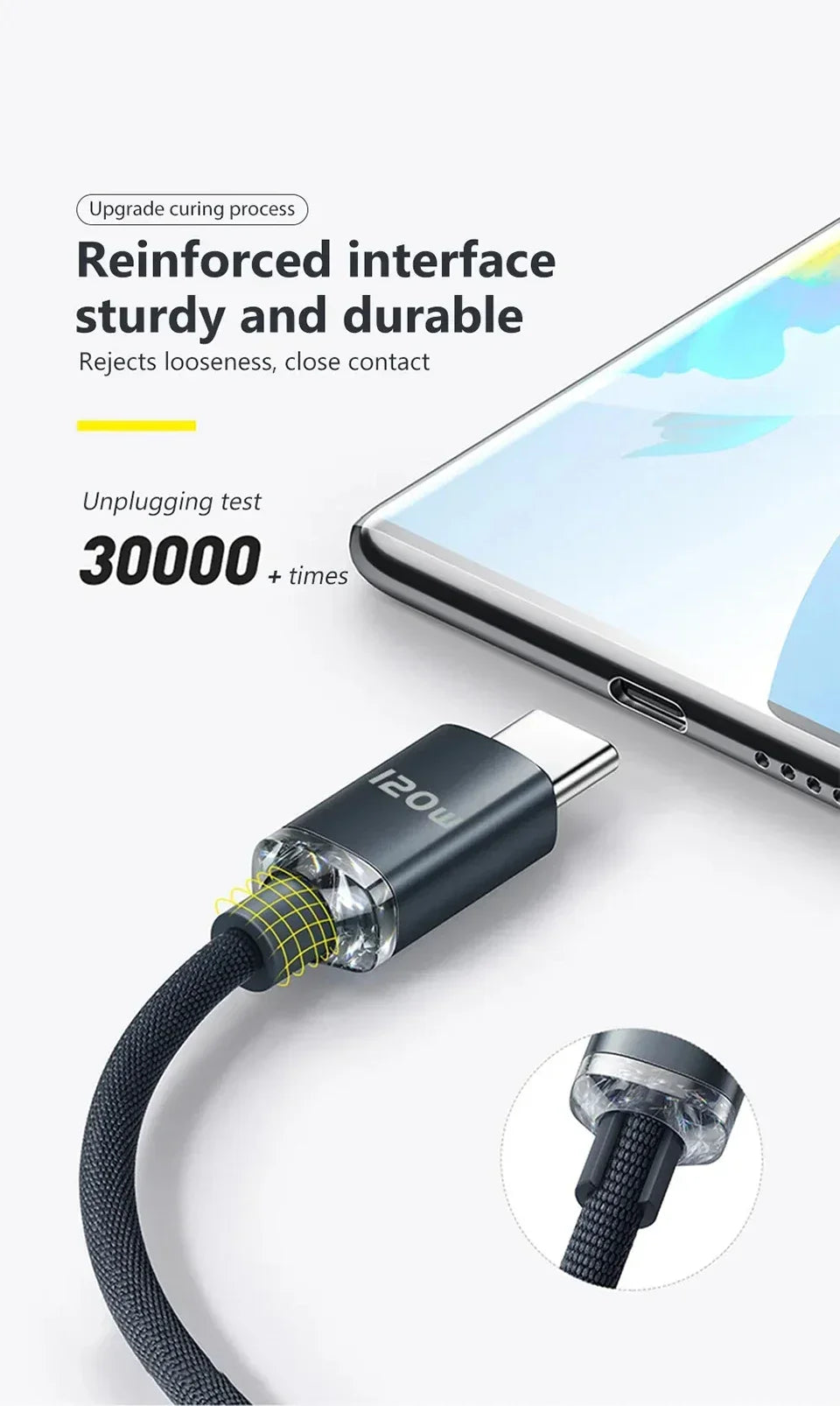 120W 6A USB Type C Cable For Xiaomi 13 Samsung S23 Realme Mobile Phone Fast Charge USB C Cables Type C Quick Data Charger Wires