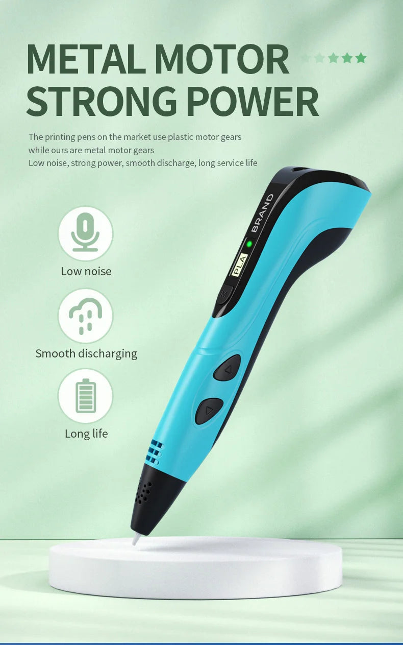 2024 New 3D Printing Pen 3D Pen for Children with Power Adapter 50M PLA Filament Travel Case Birthday Christmas Gift for Kids