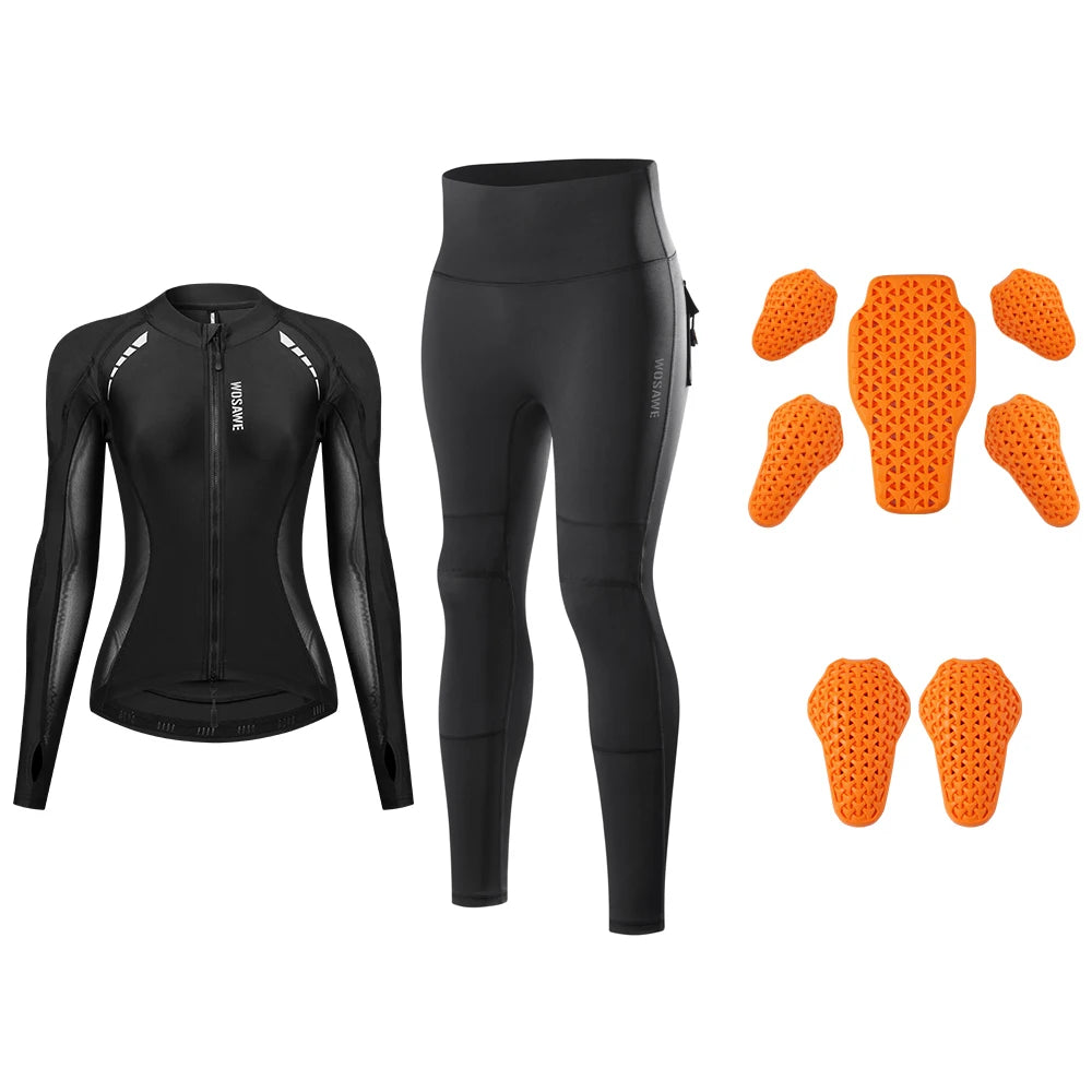WOSAWE Women Motorcycle Soft Armor Full Body Summer Motorbike Protective Jacket Motocross Racing Pants CE Approved