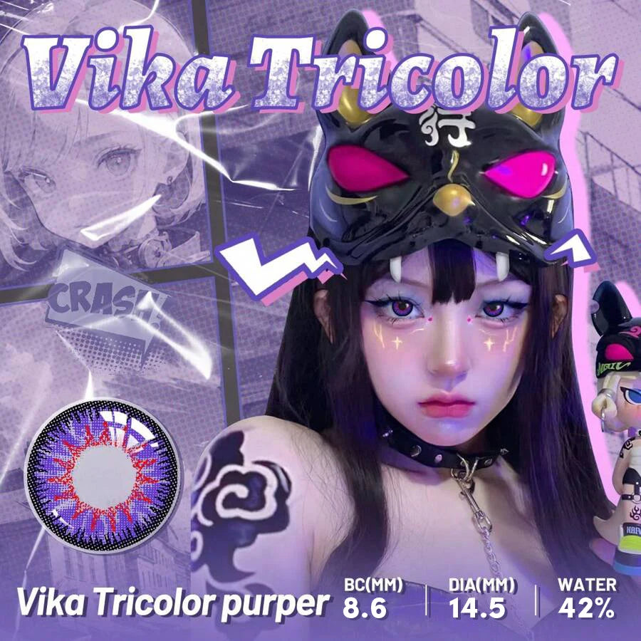 Contact Lenses for Halloween 2PCS Colored Contact Lenses Cosplay Purple Lenses 1Yearl Fashion Color Beauty Lenses Bio-essence
