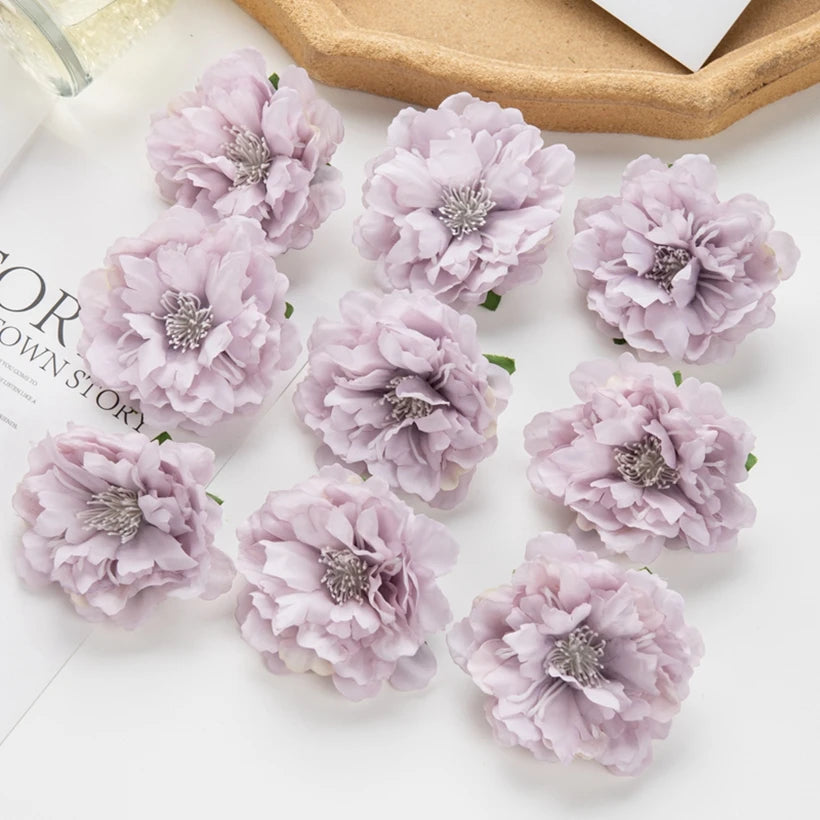 5/10pcs Artificial Flower Silk Peony Scrapbook Diy Home Vase Christmas Wreath Wedding Wall Decoration Garden Arch Accessories