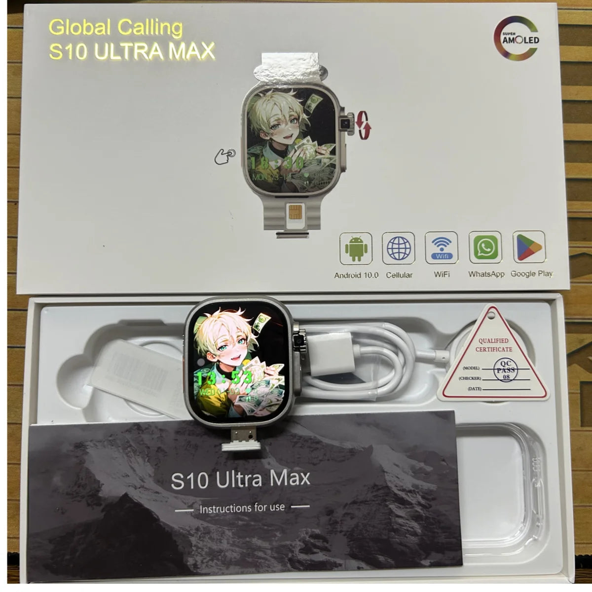 S10 Ultra MAX Smartwatch 2.29inch Amoled Android Smart Watch With 8MP Camera 1280Mah Battery NFC Compass GPS WIFI Global Calling