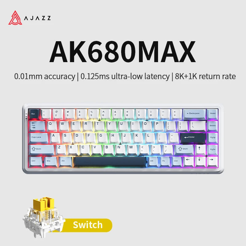 AJAZZ AK680MAX-wireless gaming keyboard, new hall effect switch, fast trigger magnetic keyboard, mechanical keyboard
