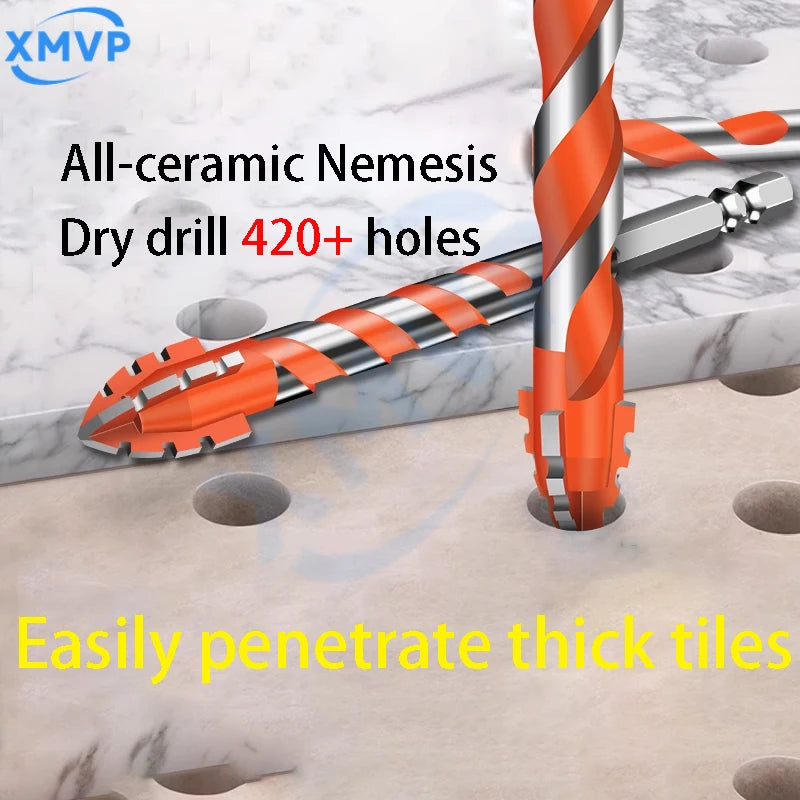Four-edge serrated drill, eccentric drill bit, high-hardness tile and concrete drilling Super hard electric drill dry drilling
